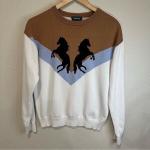 Modcloth Western Horse Themed Crewneck Sweater